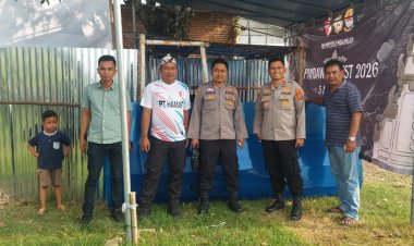 Kegiatan pengamanan turnamen sepak bola antar kampung (Tarkam) yang diselenggarakan oleh HAMAS CUP II 2026 Desa Pegagan Kecamatan Palimanan Kabupaten Cirebon.